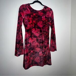 Chelsea & Violet Crimson velvet Rose Long Sleeve Dress